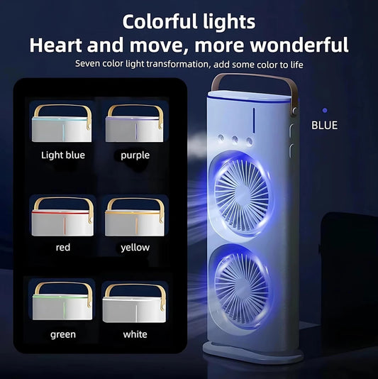 GADSTRONG Mini Air Cooler with Mist & LED ❄️💡 | Portable Cooling Fan