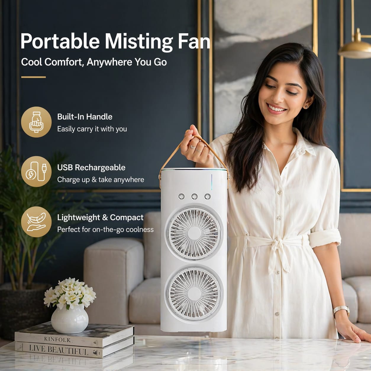 GADSTRONG Mini Air Cooler with Mist & LED ❄️💡 | Portable Cooling Fan