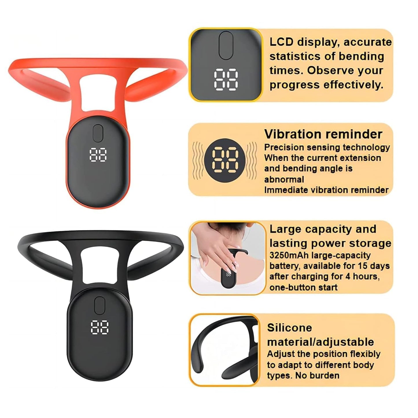 Portable Neck Massage Device with Posture Reminder | Belt Relief Massager for Body Shaping, Stress Relief & Lymph Detox for Adults