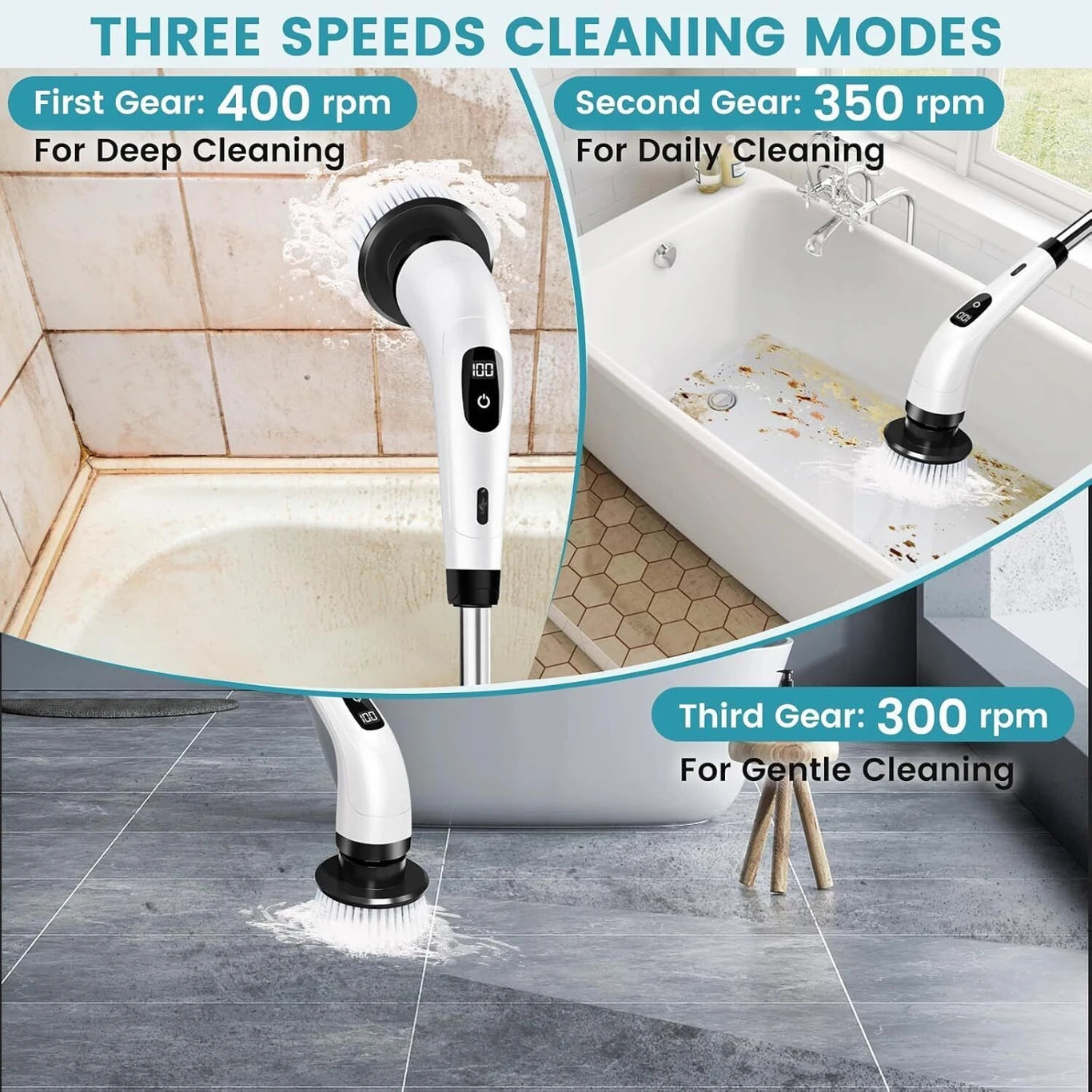 Electric Spin Scrubber for Bathroom, Tile & Floor Cleaning