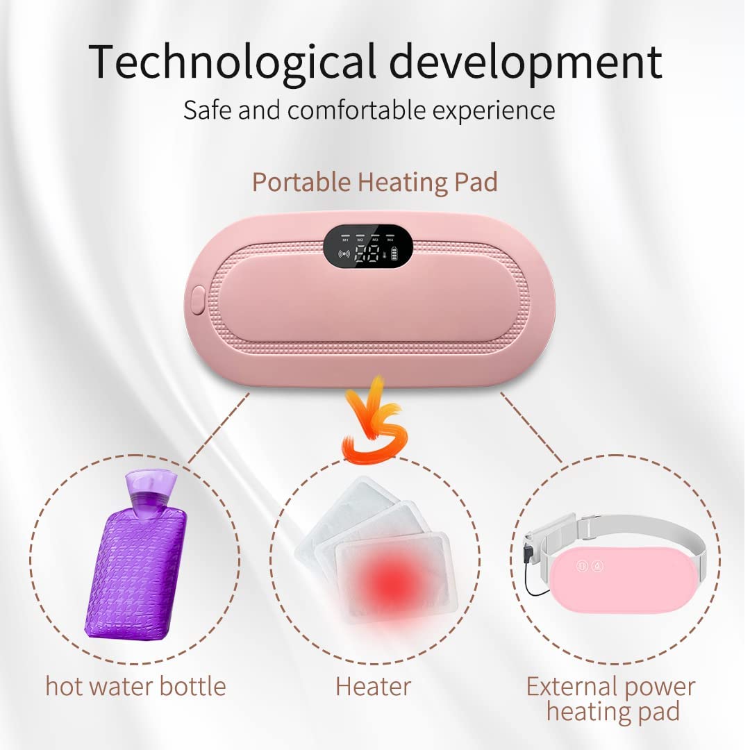 Portable Heating Pad for Period Cramp Relief, 4 Vibration Modes, 3 Heat Settings with LED Display