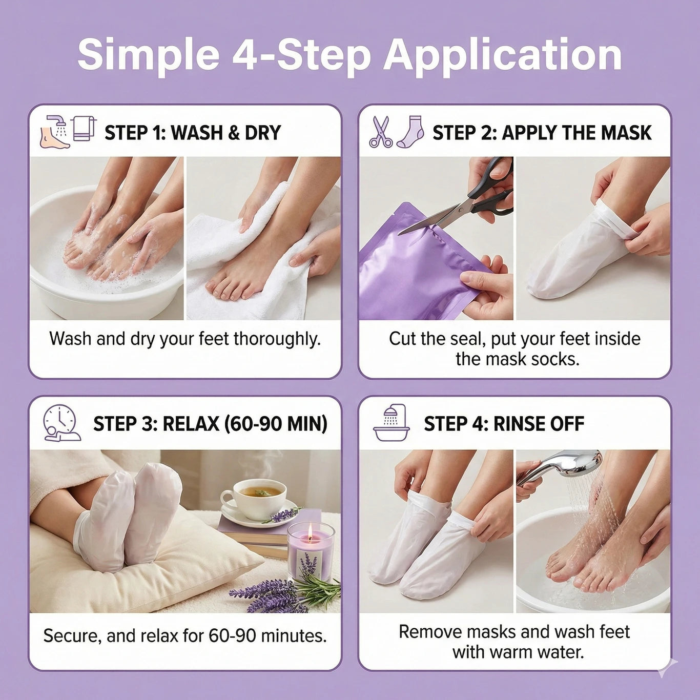 Sadoer Glycolic Acid Foot Peeling Mask (1 Pair), Korean Peeling & Exfoliating | Deep Exfoliation with Glycolic Acid, Removes Dead Skin, Cruelty-Free, Foot Peel Off Mask