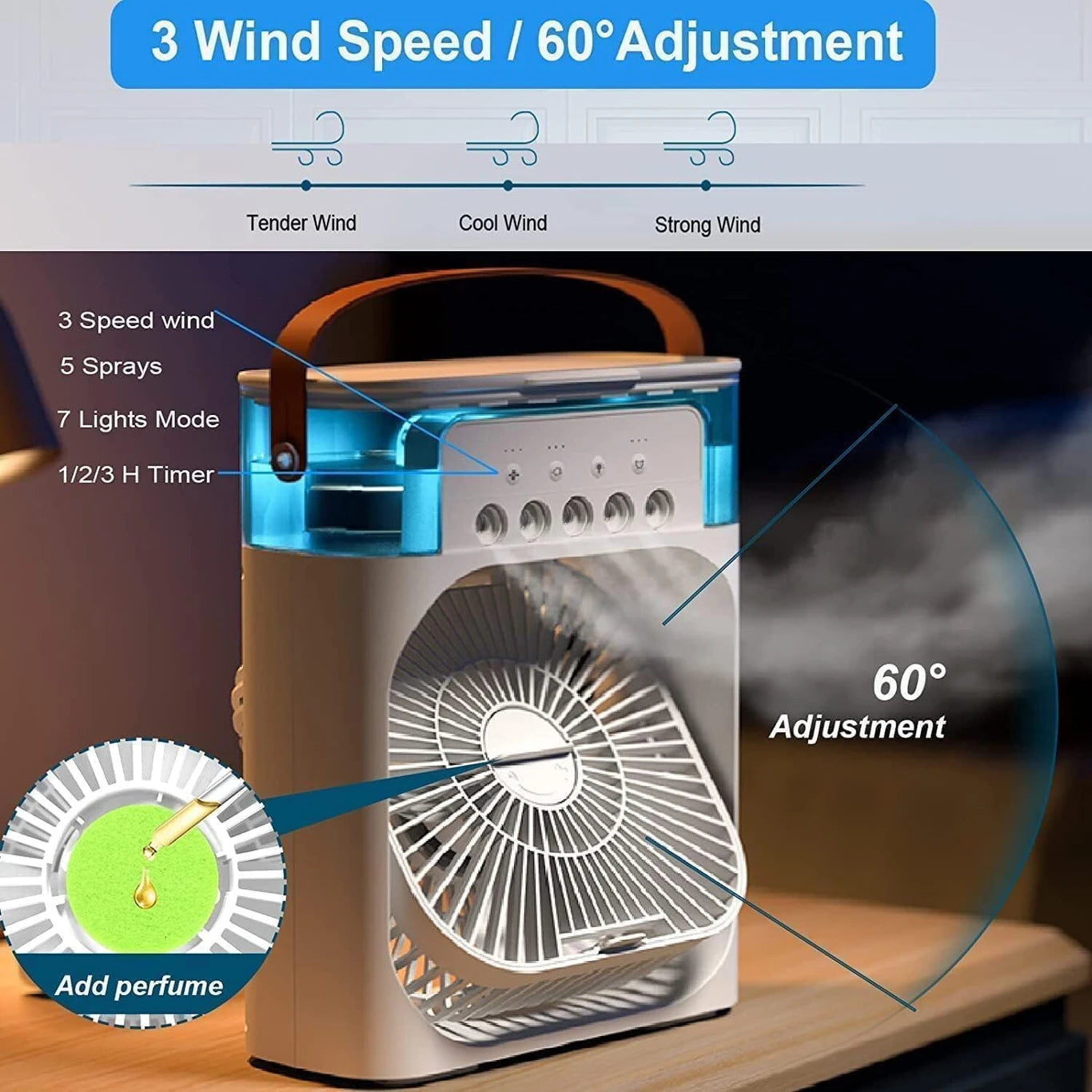 Gadstrong Portable Mini Air Cooler with Mist  – Instant Cooling Anywhere ❄️💧