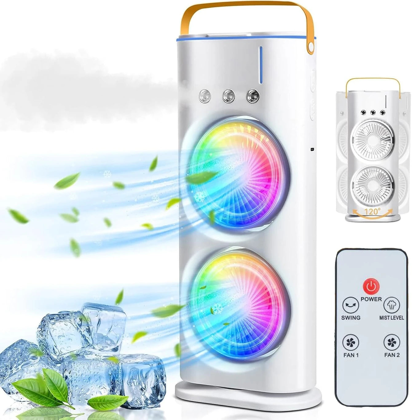 GADSTRONG Mini Air Cooler with Mist & LED ❄️💡 | Portable Cooling Fan