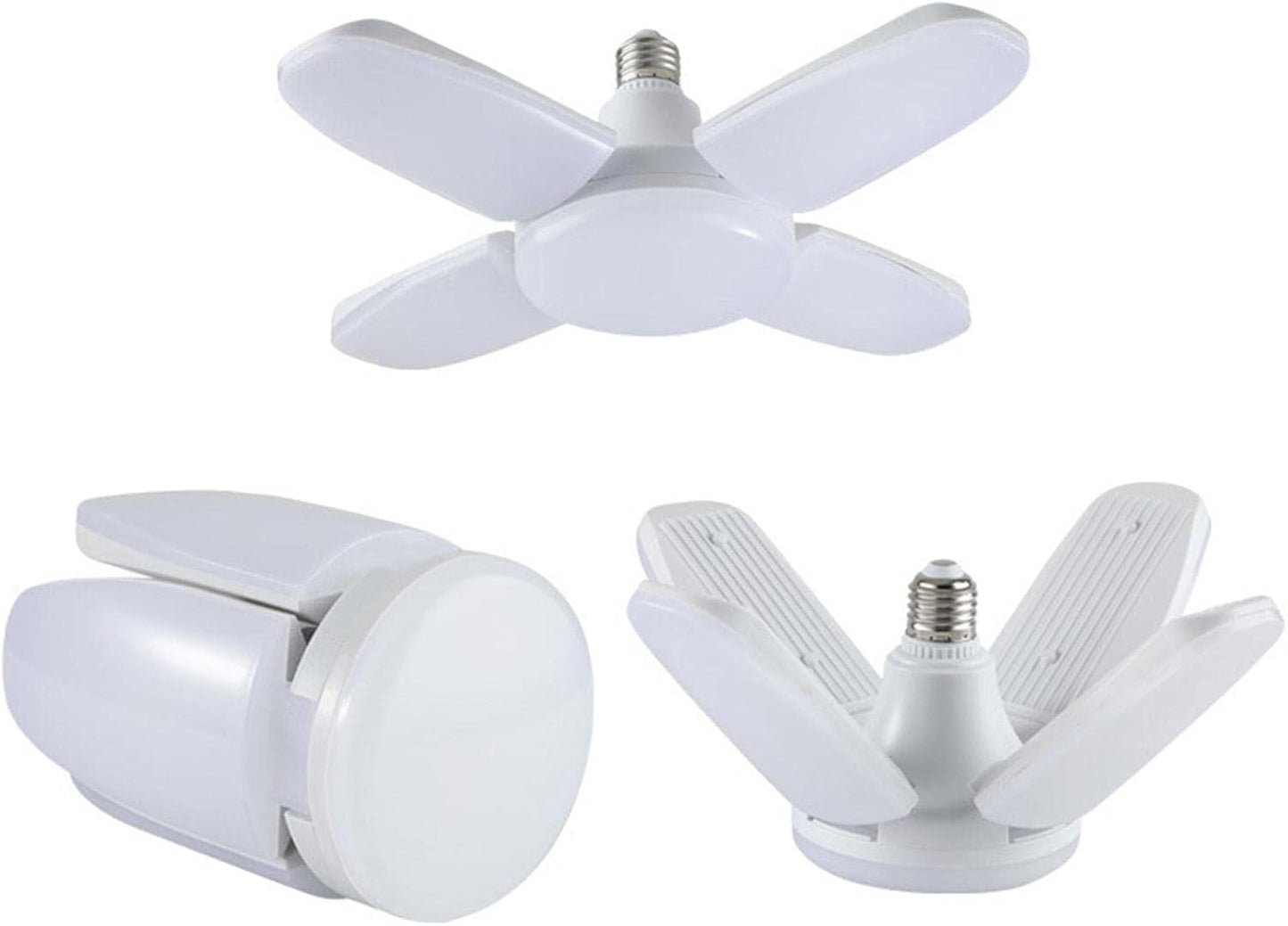 Foldable 60 Watts Four-Leaf Fan Blade LED Super Bright Angle Adjustable invertor Ceiling Light Bulb Lamp (AC95-265V, Cool White)