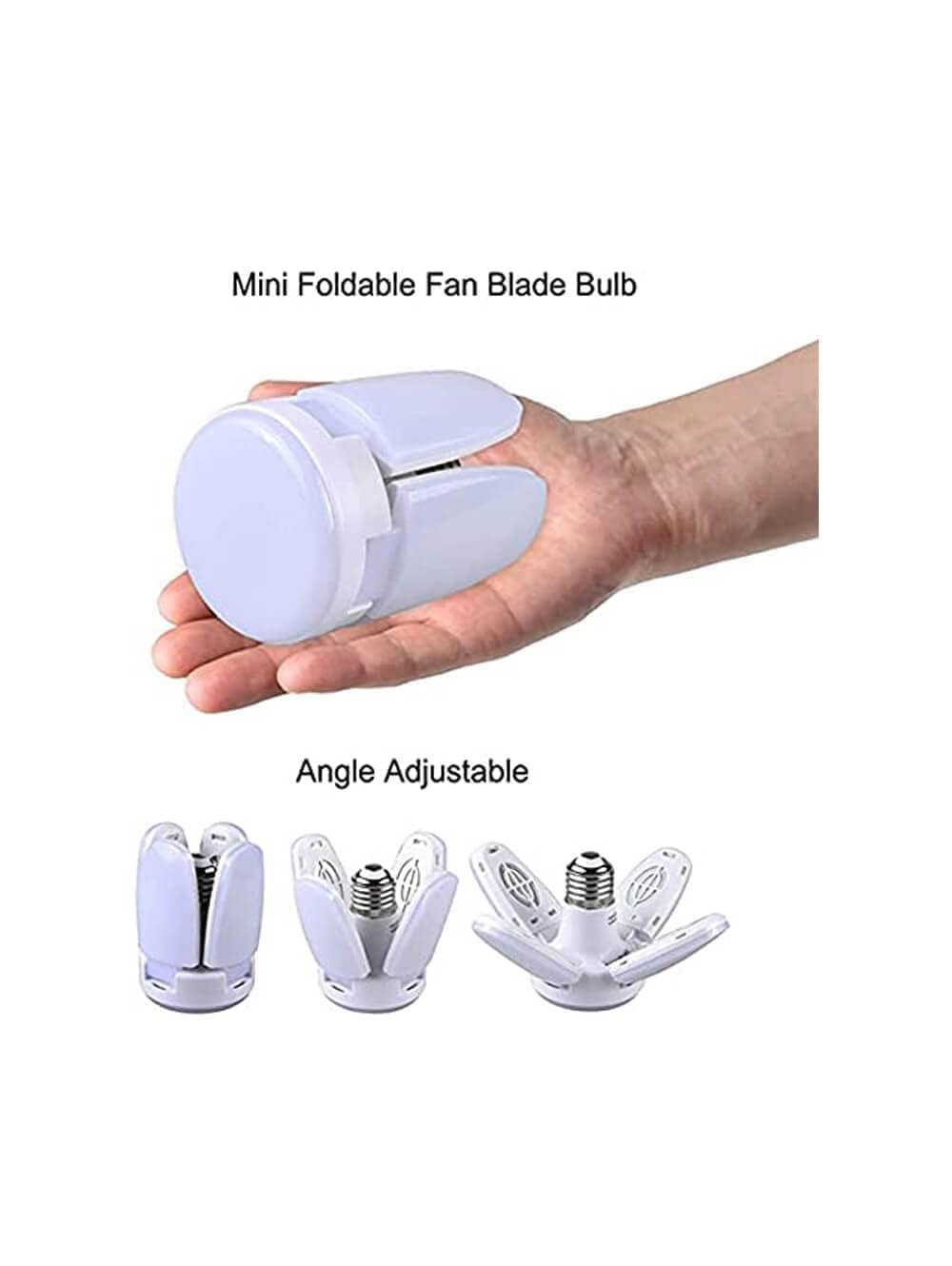 Foldable 60 Watts Four-Leaf Fan Blade LED Super Bright Angle Adjustable invertor Ceiling Light Bulb Lamp (AC95-265V, Cool White)