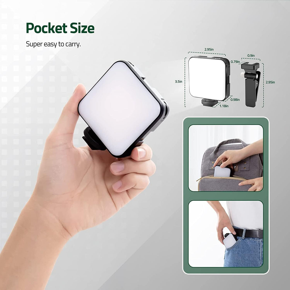 ED Pocket Video Mobile Light | Selfie, Video, Photography, Meeting, Lighting Dimmable, 3200K-6500K | LED Light for Computer, Tablet, Smartphone, DSLR Camera with Screen Clip