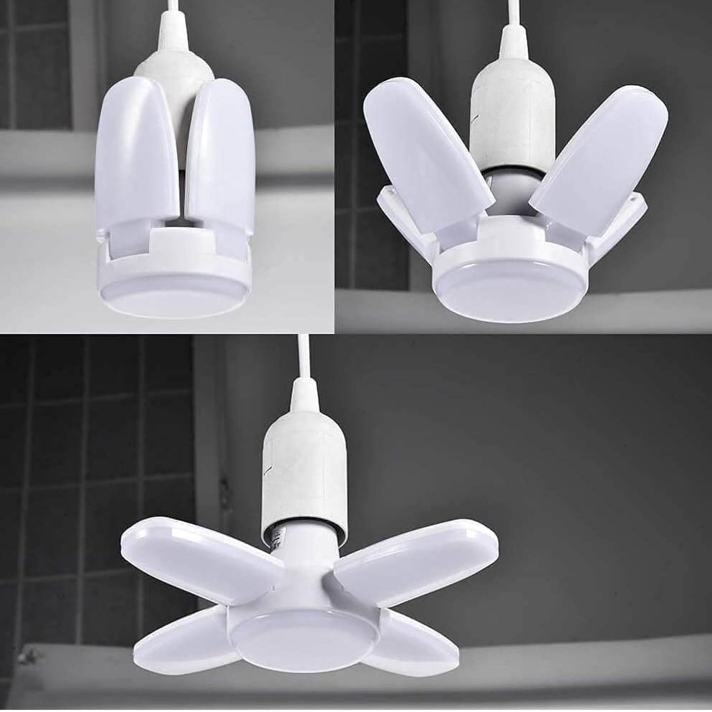 Foldable 60 Watts Four-Leaf Fan Blade LED Super Bright Angle Adjustable invertor Ceiling Light Bulb Lamp (AC95-265V, Cool White)