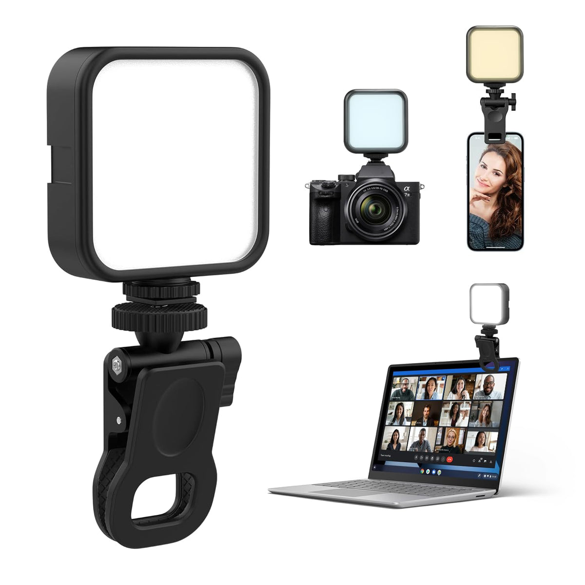 ED Pocket Video Mobile Light | Selfie, Video, Photography, Meeting, Lighting Dimmable, 3200K-6500K | LED Light for Computer, Tablet, Smartphone, DSLR Camera with Screen Clip