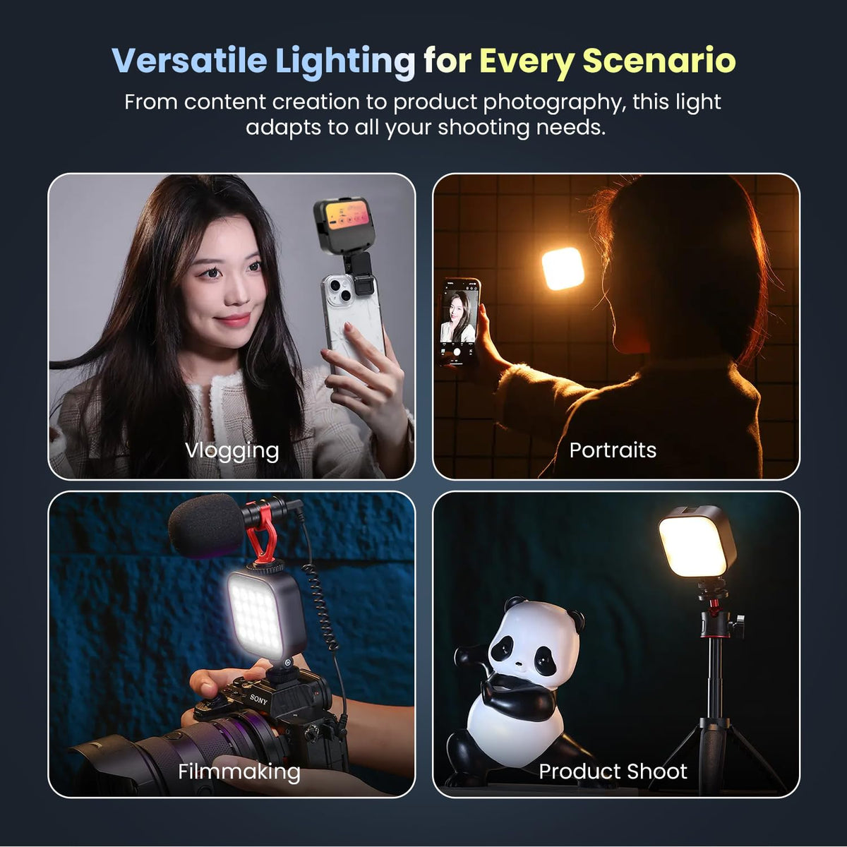 ED Pocket Video Mobile Light | Selfie, Video, Photography, Meeting, Lighting Dimmable, 3200K-6500K | LED Light for Computer, Tablet, Smartphone, DSLR Camera with Screen Clip
