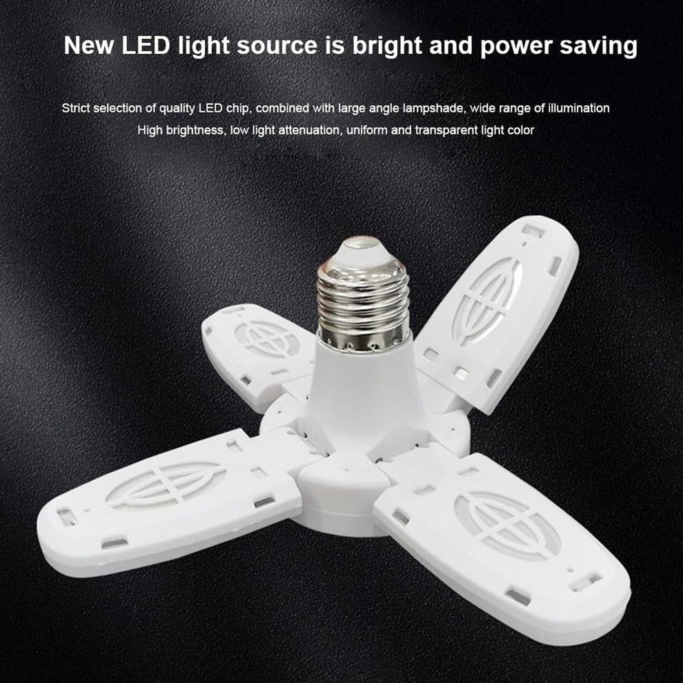 Foldable 60 Watts Four-Leaf Fan Blade LED Super Bright Angle Adjustable invertor Ceiling Light Bulb Lamp (AC95-265V, Cool White)