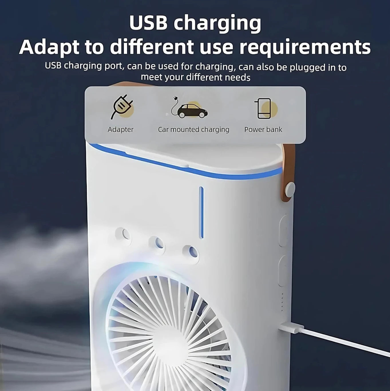 GADSTRONG Mini Air Cooler with Mist & LED ❄️💡 | Portable Cooling Fan